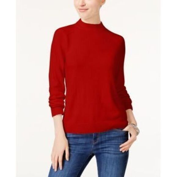 Karen Scott Petite Luxsoft Zip-Back Mock-Neck Sweater - Picture 1 of 1